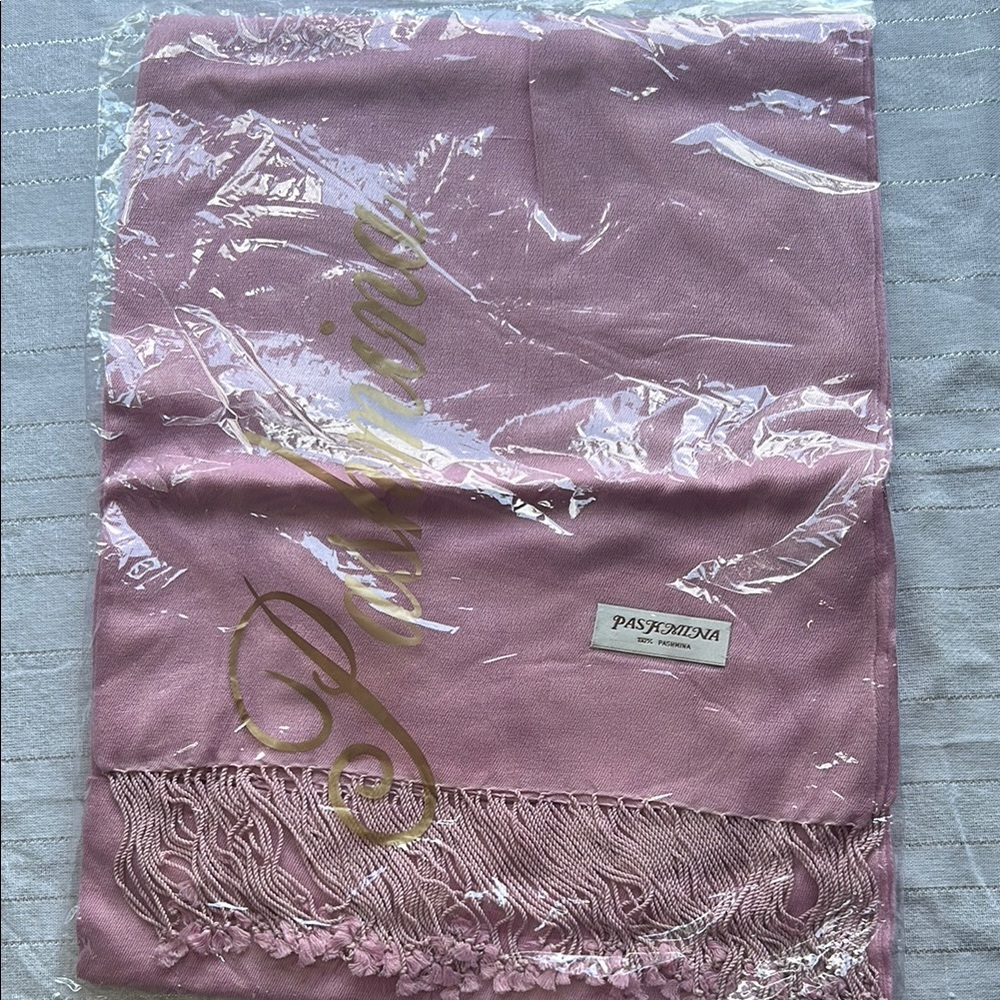 Pink Pashmina Scarf with Fringe